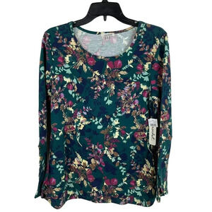 Crochet Women Long Sleeve Crew Neck Top Size M